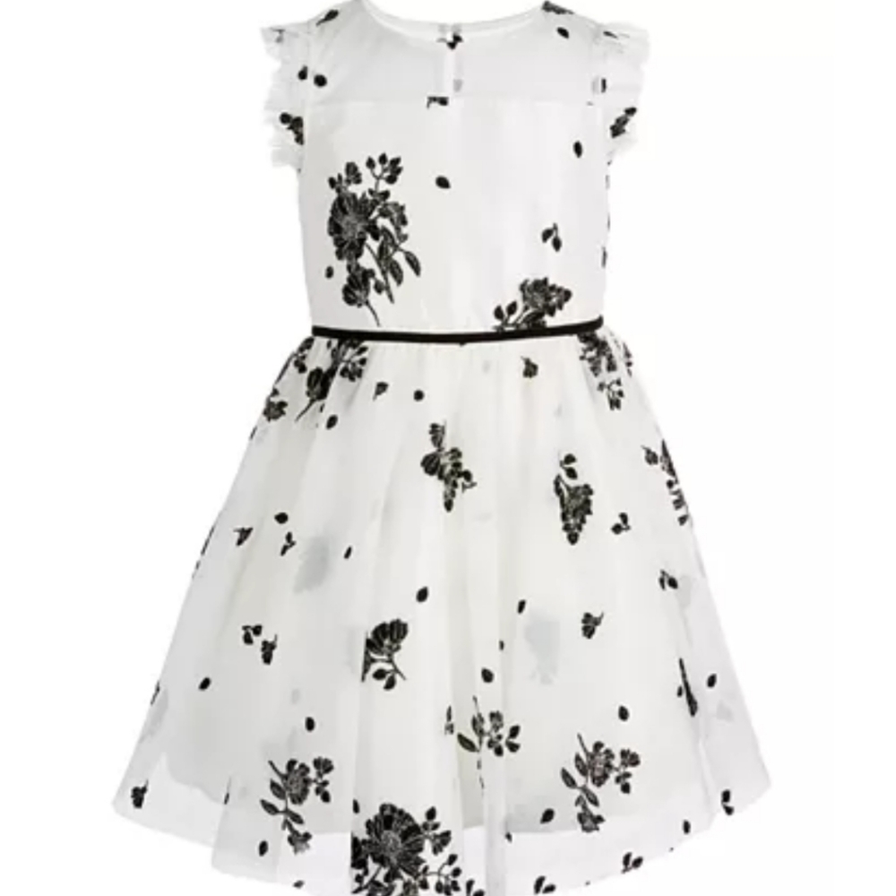 PINK & VIOLET TODDLER GIRLS FLORAL MESH DRESS.